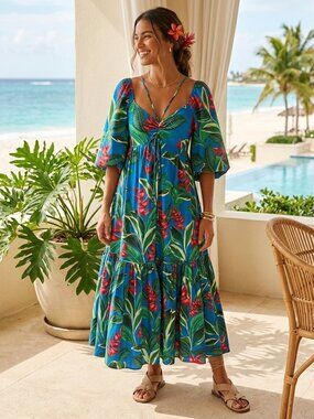 farm rio pink botanical dress Farm Rio botanical beauty dress with bow detail pink Marjon Snieders